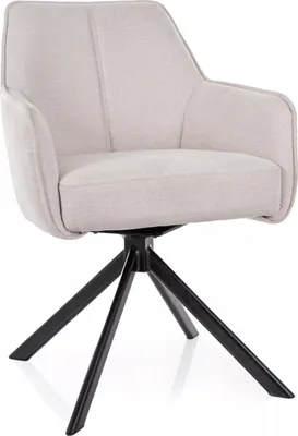 Produktbild von Drehbarer Esszimmerstuhl ZARIA – hellbeige/schwarz