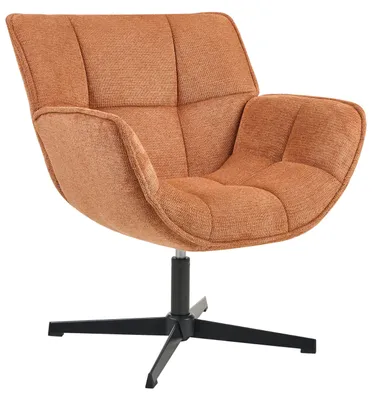 Produktbild von BELIANI Sessel Orange Stoff Drehbar Metallgestell Retro Design Drehsessel Loungesessel Clubsessel Stoffsessel für Wohnzimmer Schlafzimmer Flur