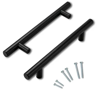 Imagen del producto de Pomos para muebles, color mate, acero inoxidable, juego de 5 unidades, distancia entre agujeros de 128 mm