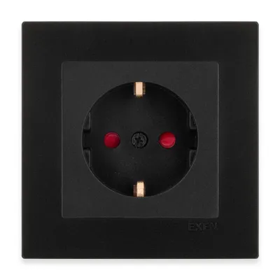 Immagine prodotto di Presa singola Schuko con coperture, nero metallizzato + cornice nero metallizzato EXEN