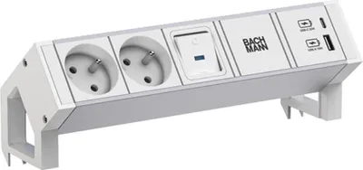Produktbild von Bachmann Desk2 Alu White 2Xute 1Xusb A/C 22W 1Xschalter 0,2M