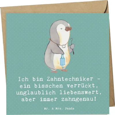 Produktbild von Mr. & Mrs. Panda Grußkarte Zahntechniker Spaß - Meeresbrise - Geschenk, faltkarte, doppelkarte, anlasskarte, Berufsgestaltung, Berufsleben, Präzision, Glückwunschkarte