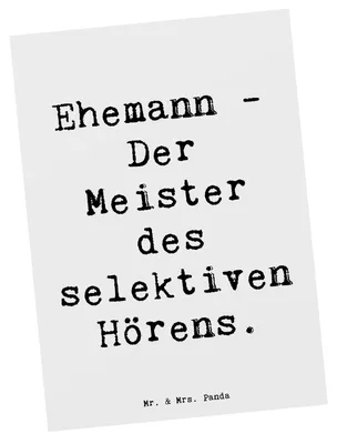 Produktbild von Mr. & Mrs. Panda Postkarte Spruch Ehemann Meister - Weiß - Geschenk, Ansichtskarten, Alltag, Ansichtskarte, Dankeschön, Freude, Familie, Fotokarte, einzigartige Designs