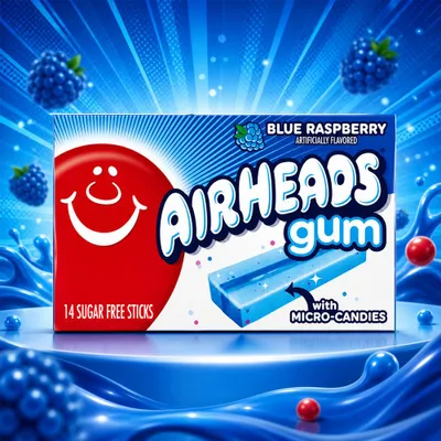 Imagen del producto de Chicle AirHeads, sabor frambuesa azul, 34g