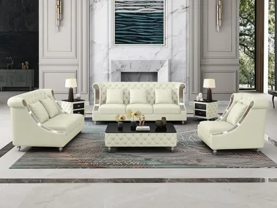 Immagine prodotto di Set di divani di design per la zona giorno 3+2 posti in pelle per il soggiorno Chesterfield