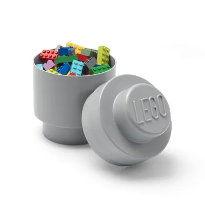 Zdjęcie produktu dla Okrągłe pudełko do przechowywania LEGO® 123 x 183 mm - szare