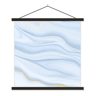 Produktbild von MuchoWow® Textilposter Marmor - Welle - Blau - Muster - Marmoroptik - Pastell 90x90 cm mit schwarzem Rahmen - Magnetisches