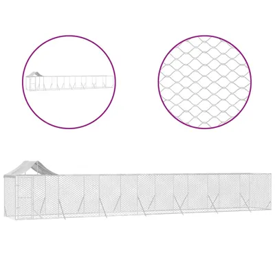 Produktbild von Outdoor-Hundezwinger mit Dach Silbern 14x2x2,5 m Stahl Verzinkt