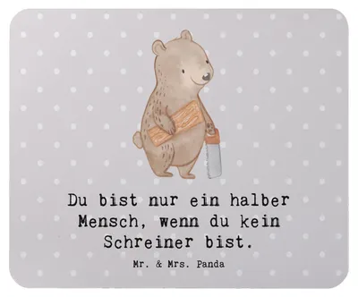 Produktbild von Mr. & Mrs. Panda Mauspad Schreiner Herz - Grau Pastell - Geschenk, pc mousepad, Mouse Pad, laptop, computermatte
