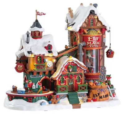 Productafbeelding van Kerstfiguur Elf made toy factory with 4.5v adaptor (aa) LEMAX