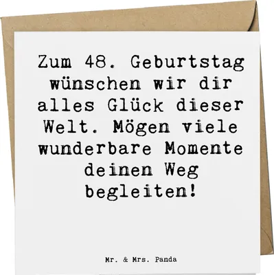 Produktbild von Mr. & Mrs. Panda Klappkarte Spruch 48. Geburtstag Glück - Weiß - Geschenk, faltkarte, Glückwunsch, Liebe und Wertschätzung, doppelkarte, Alter, Happy Birthday, Grußkarte