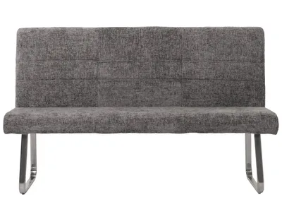 Image de Set de salle à manger HWC-G55, set de 4 chaises + banc 160cm, inox brossé tissu/textile chenille ~ gris foncé