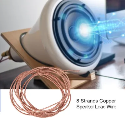 Imagen del producto de Cable de 2 metros para altavoces, cable para subwoofer, cable de reparación, con 8 hebras de cobre trenzado