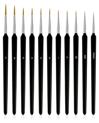 Produktbild von 11-teiliges Set feiner Pinsel, Miniaturpinselset für Malen nach Zahlen, Detailpinsel für Aquarell, Öl, Acryl, Nagelkunst, Modellbau und Haarpinsel für Künstler und Detailarbeiten