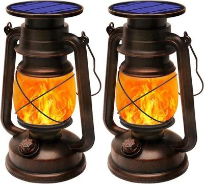 Produktbild von Solar-Laterne mit Flamme-Effekt, wasserdicht, für Terrasse, Garten, Camping