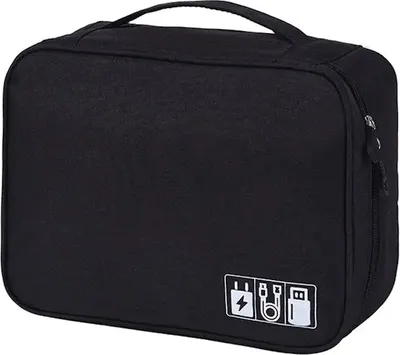 Produktbild von Große Elektronik Tasche, Kabel Organizer Tasche, Kabeltasche in Schwarz