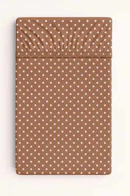 Obrázek produktu pro Bavlněné povlečení do dětské postýlky 120x60 cm - puntíky na hnědé barvě