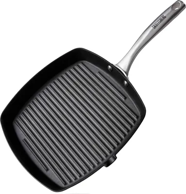 Image de Poêle à griller en fonte - antiadhésive - 1 pièce - 24 x 24 cm - fonte