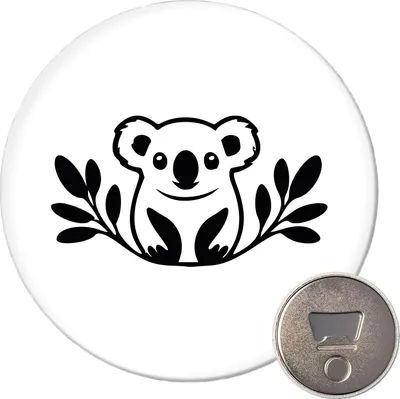 Produktbild von Huuraa Magnet Koala Silhouette 59mm Kühlschrankmagnet rund Flaschenöffner Geschenkidee