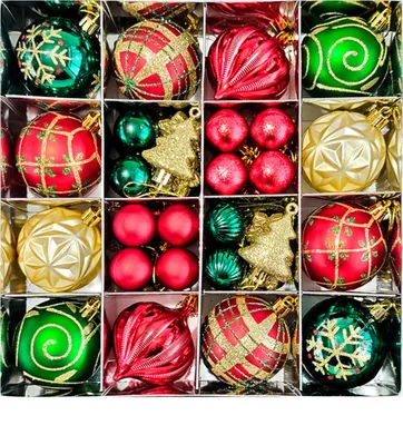 Produktbild von Weihnachtsschmuck-Set, bruchsichere Kunststoffkugeln, Schneeflocken, Sterne, Hängedekoration für Weihnachtsbaum, Weihnachtsdekoration, Zuhause, Party
