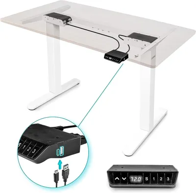 Produktbild von Duronic TM61 WE höhenverstellbarer Schreibtisch, Tischbeine für Schreibtisch, elektrisch höhenverstellbarer Gamer Schreibtisch, Tischgestell in Weiß