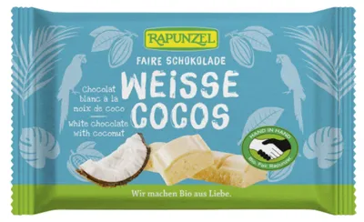 Immagine prodotto di Cioccolato bianco con pezzi di cocco 100g