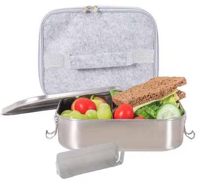 Edelstahl-Lunchbox 1400 ml, auslaufsicher, mit Kühltasche