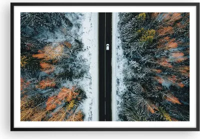 Produktbild von Gerahmtes Poster - Schwarzer Rahmen - Wald Weg Schnee - 91,5x61 cm - Wand Bild - Wanddeko - Wandbilder - Kunstposter - Wandposter - Bilderrahmen - Bilder - Kunstdruck Wanddekoration - P2BAA91x61-4654