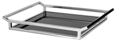 Produktbild von FINK Tablett PIANO - Serviertablett aus Edelstahl und schwarzem Glas, silber, 36 x 30 cm, für innen und außen