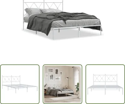 Produktbild von The Living Store Bettgestell mit Kopfteil Metall Weiß 140x200 cm