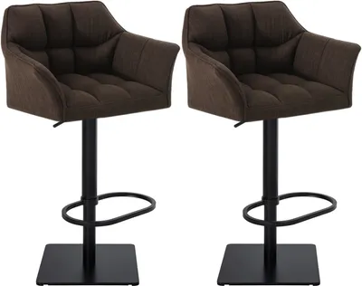 Produktbild von CLP 2er Set Barhocker Damaso Stoffbezug drehbar und höhenverstellbar bis 240 kg braun Gestell Farbe schwarz
