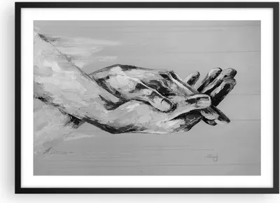 Produktbild von Gerahmtes Poster - Schwarzer Rahmen - Handschriftlich Hände Schwarzweiß - 70x50 cm - Wand Bild - Wanddeko - Wandbilder - Kunstposter - Wandposter - Bilderrahmen - Bilder - Kunstdruck - P2BAA70x50-4566