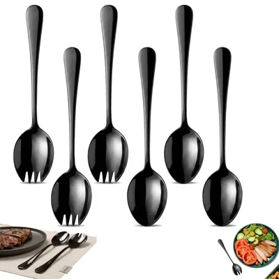 Salatbesteck-Set, 6-teilig, Edelstahl, schwarz, 20 x 4,5 cm