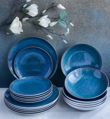Produktbild von Tafelservice Lubiana Kerajet 18-teilig Porzellan blau für 6 Personen