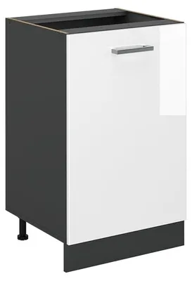 Obrázok produktu pre Kuchynská spodná skrinka Vicco R-Line Biely vysoký lesk/antracitová 50 cm bez pracovnej dosky, Model 70291