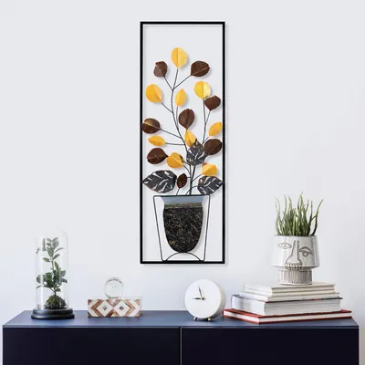 Obrázok produktu pre Wallity, Jelša - 077 (2), Dekoratívny kovový doplnok na stenu, 100 % KOV, Viacfarebný, 32 x 90 x 4 cm