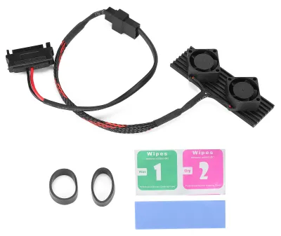 Produktbild von SSD-Kühlkörper, 2 Lüfter, M.2 2280 SATA-Solid-State-Laufwerkskühler mit Wärmeleitpads für den Desktop