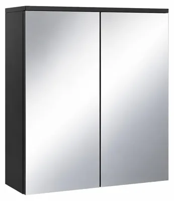 Zdjęcie produktu dla Badplaats Szafka z Lustrem Toledo 60 x 20 x 60 cm - Czarny Mat - Słupek Łazienkowy