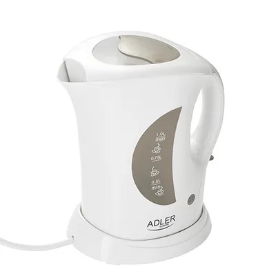 Produktbild von Adler AD 03 Wasserkocher, 900 W, 1 Liter, 0 Dezibel, Kunststoff, weiß/grau
