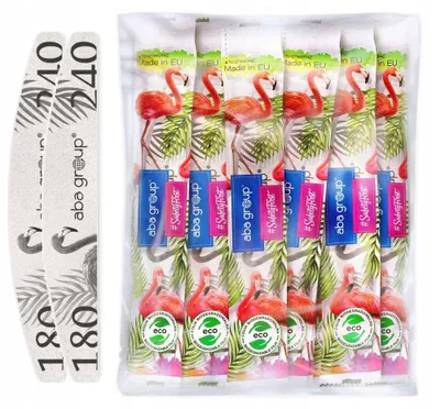 Obrázok produktu pre Brúsne pilníky na nechty, značka Aba Group, súprava 180/240, tvar polmesiaca, 100 kusov, každý kus individuálne zabalený