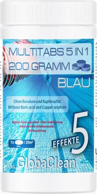 Produktbild von 1 kg Pool Chlor Multitabs 5in1 200g BLUE