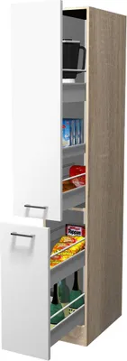 Produktbild von Apothekerschrank Küche - 30 cm breit - Weiß Sonoma Eiche – Salerno