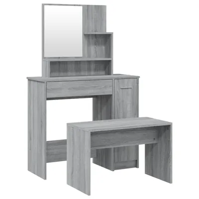 Produktbild von vidaXL Schminktisch-Set Grau Sonoma 86,5x35x136 cm