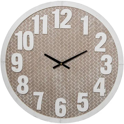 Wanduhr aus Holz und Aluminium, natur/weiß, 60 x 4,5 x 60 cm