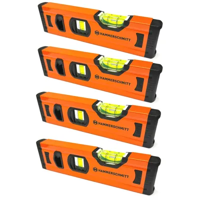 Produktbild von 4x Mini Aluminium Wasserwaage 20 x 5 x 2 cm Horizontal und Vertikallibelle Richtwaage