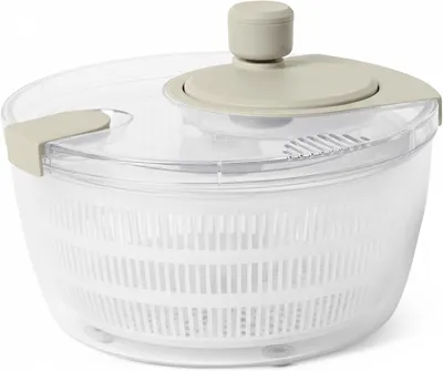 Image de Centrifugeuse pour salades - Capacité : 4 litres - Sans BPA - Avec bouton de rotation et fonction d'arrêt - Couleur : gris lin