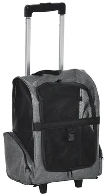 Produktbild von PawHut Hundetrolley Transporttasche Tragetasche 2-in-1 Haustierrucksack Grau