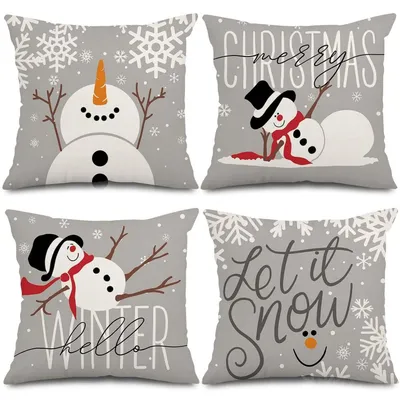 Immagine prodotto di Cuscini decorativi natalizi, set da 4, 45x45 cm, grigi, in poliestere