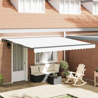 Image de vidaXL Cadre d'auvent blanc 400 x 300 cm en polyester avec revêtement PU