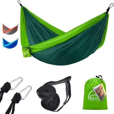 Produktbild von Famanu Campinghängematte 300 kg Tragkraft - 275 x 140 cm - grün